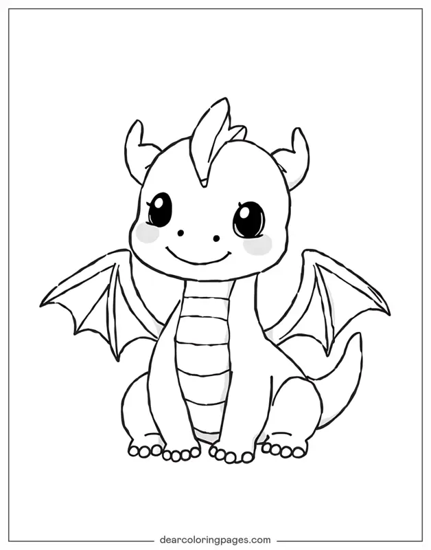 Dragão Desenho para Colorir - Dragão Kawaii