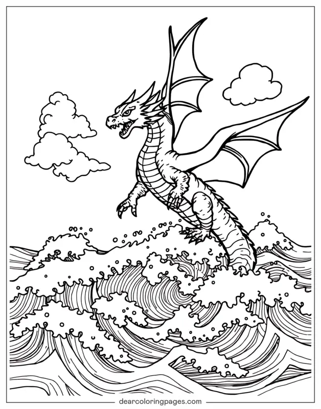 Dragão Desenho para Colorir - Dragão do Mar