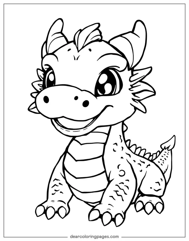 Dragão Desenho para Colorir - Coloração de Dragão Bebê de Desenho Animado