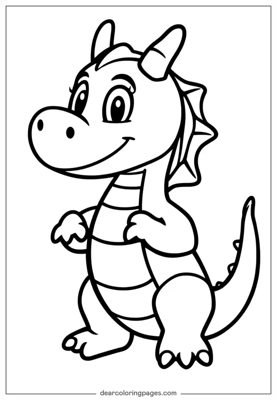 Dragão Desenho para Colorir - Desenho para Colorir de Dragão Imprimível para Crianças