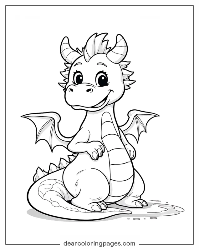 Dragão Desenho para Colorir - Dragão Fofo Desenho para Colorir