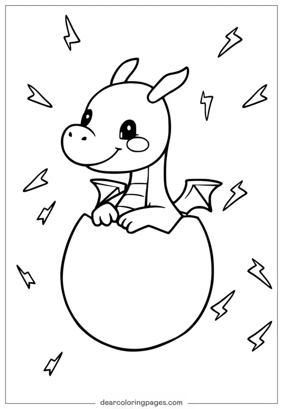 Coloriage Mignon Dragon dans un Œuf