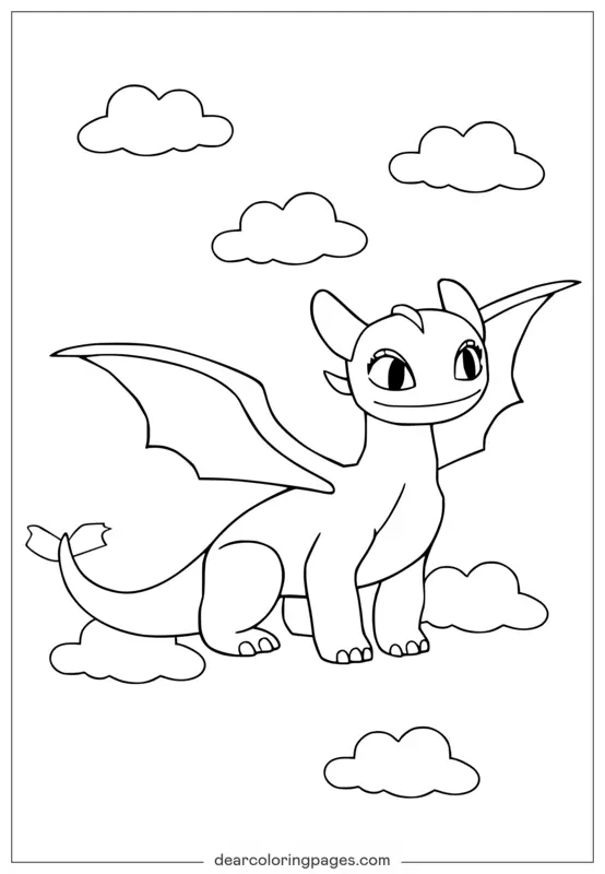 Dragon dans les Nuages - Entraîne ton Dragon Coloriage
