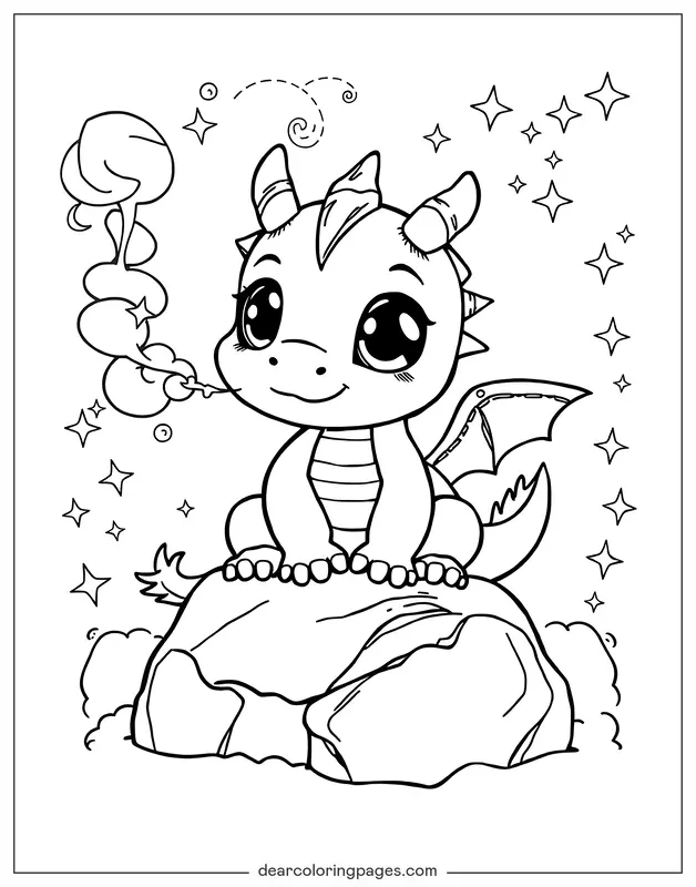 Dragão Desenho para Colorir - Dragão Chibi