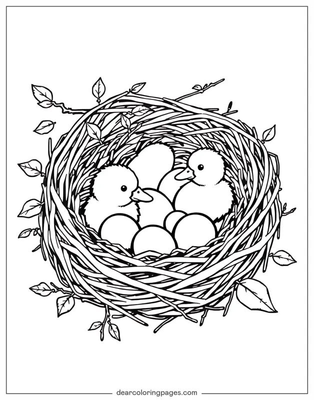 Anatra Disegno da Colorare - Nido di Anatra Accogliente