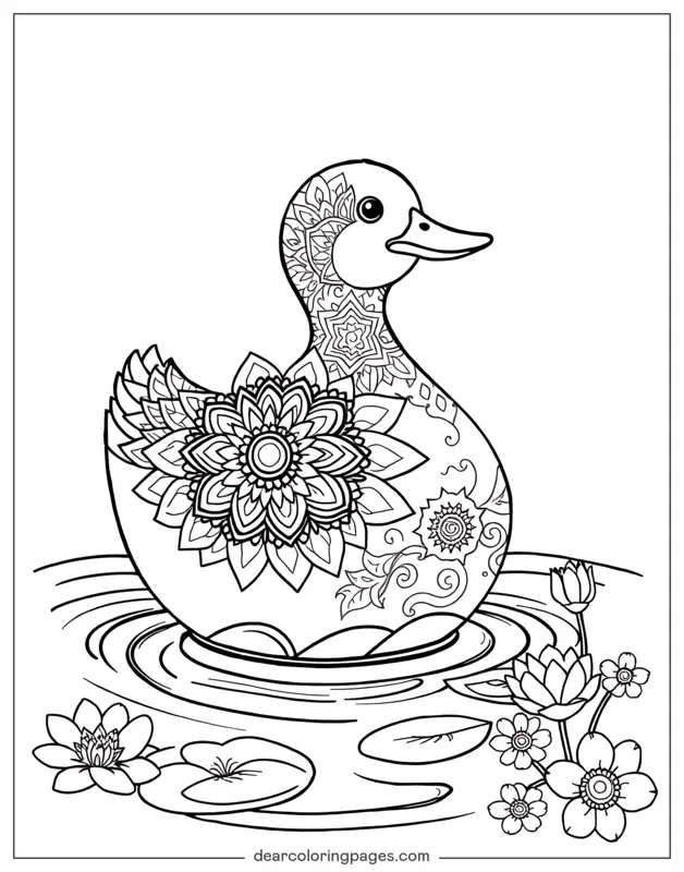 Anatra Disegno da Colorare - Mandala anatra