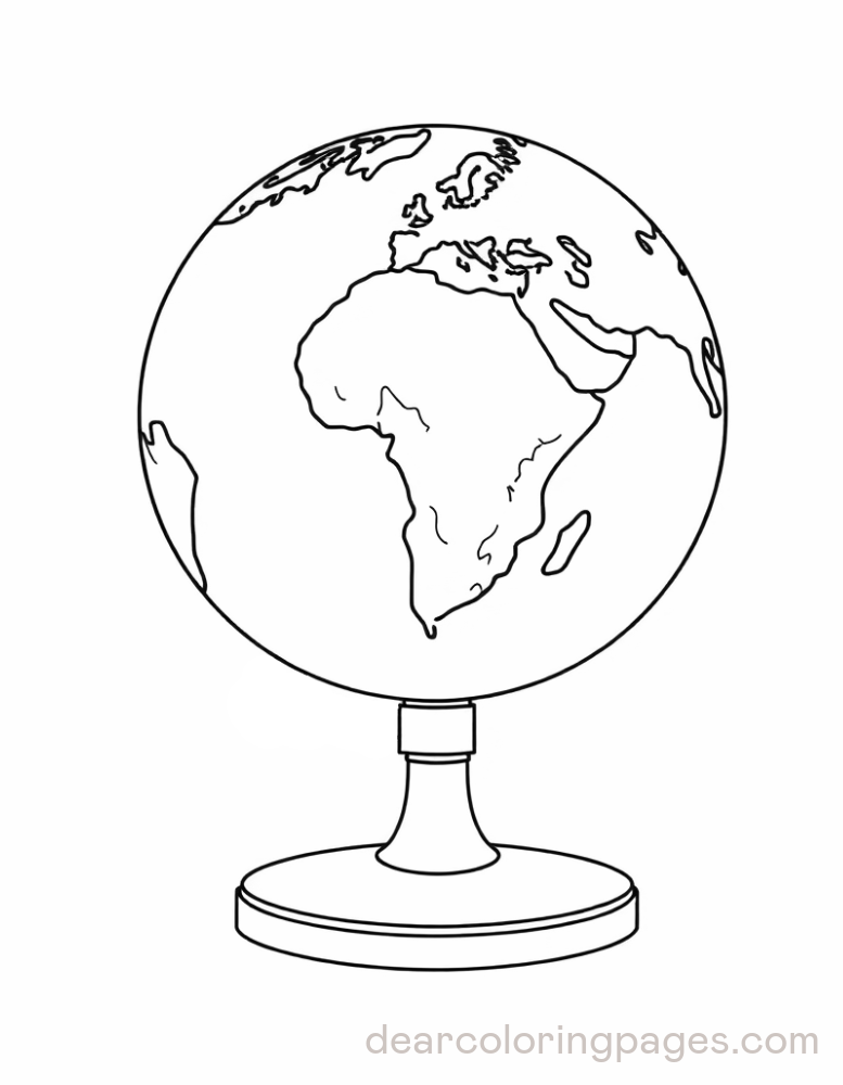 Earth Coloring Page - World Globe