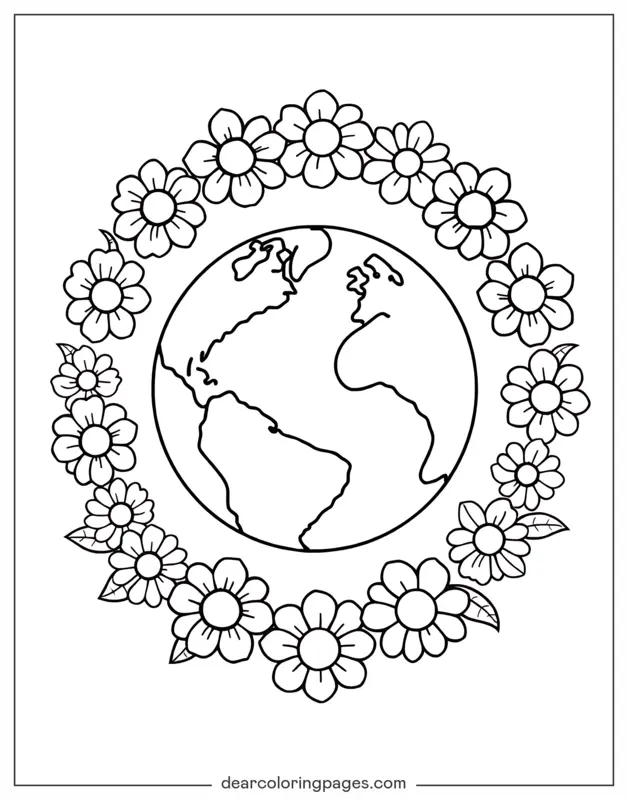 Earth Surrounded by Flowers