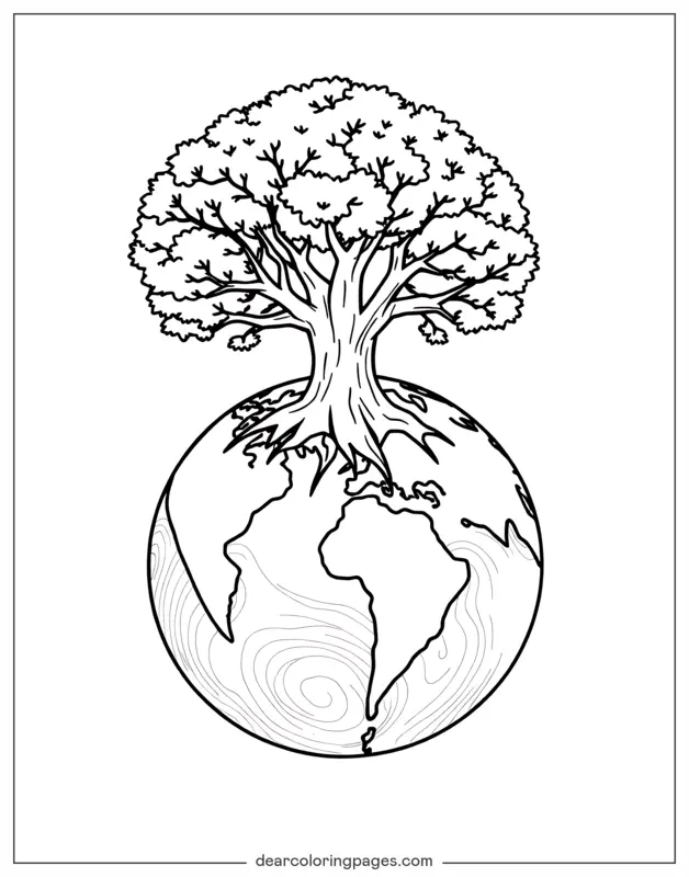 Earth With a Tree Emerging From Top
