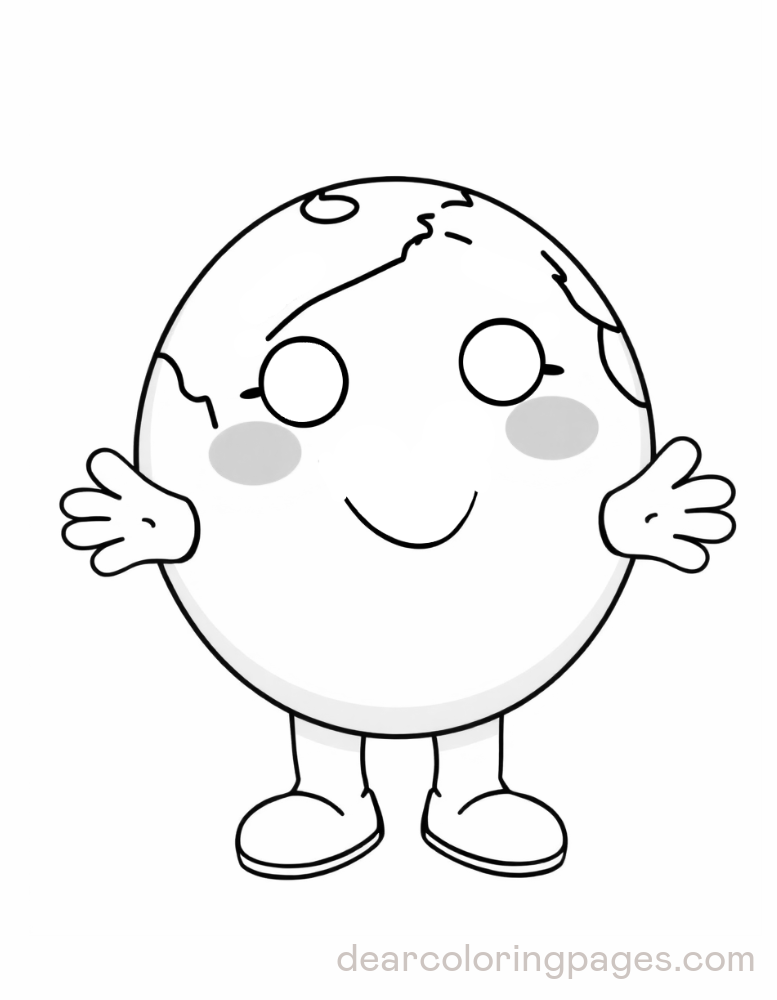 Earth Coloring Page - Cute Earth