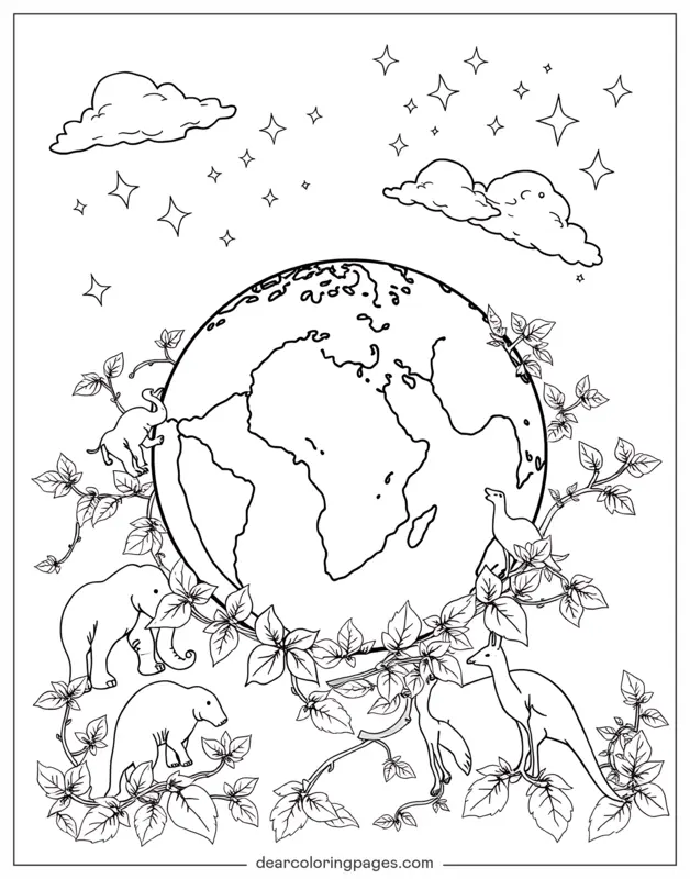 Globe Surrounded by Animals and Vines