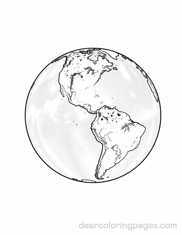 Earth Coloring Page - View of Earth from Space