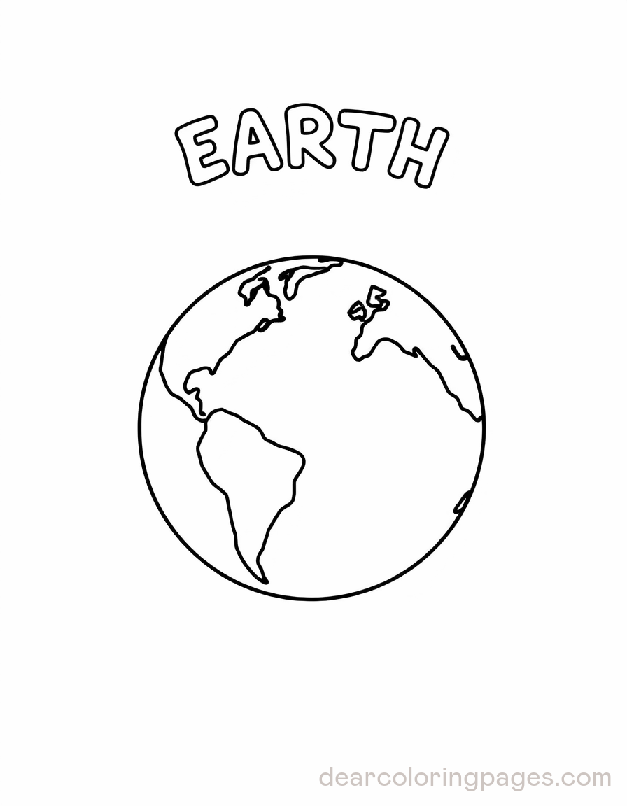 Earth Coloring Page - Earth with Text