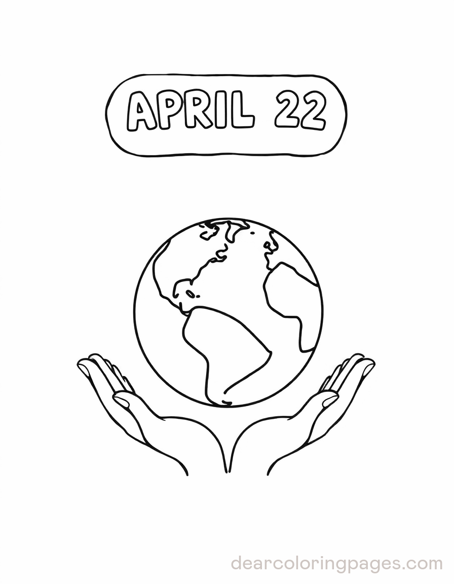 Earth Coloring Page - Earth with Date April 22