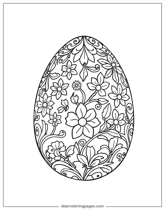 Ovo de Páscoa com Padrões Florais
