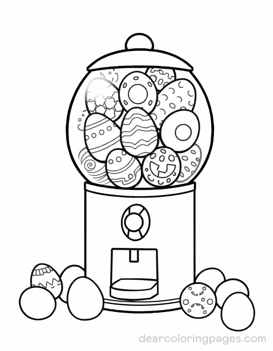 复活节彩蛋涂色页面 - 复活节彩蛋糖果机