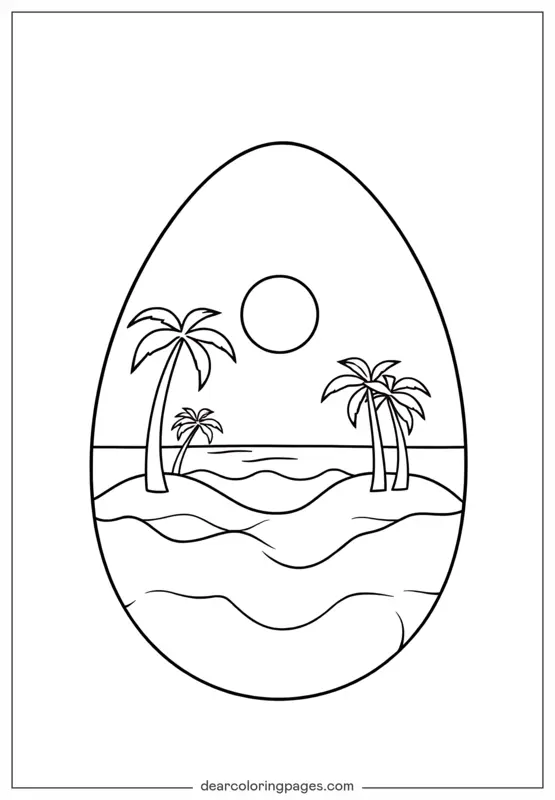 Desenho para Colorir Ovo de Páscoa Tropical