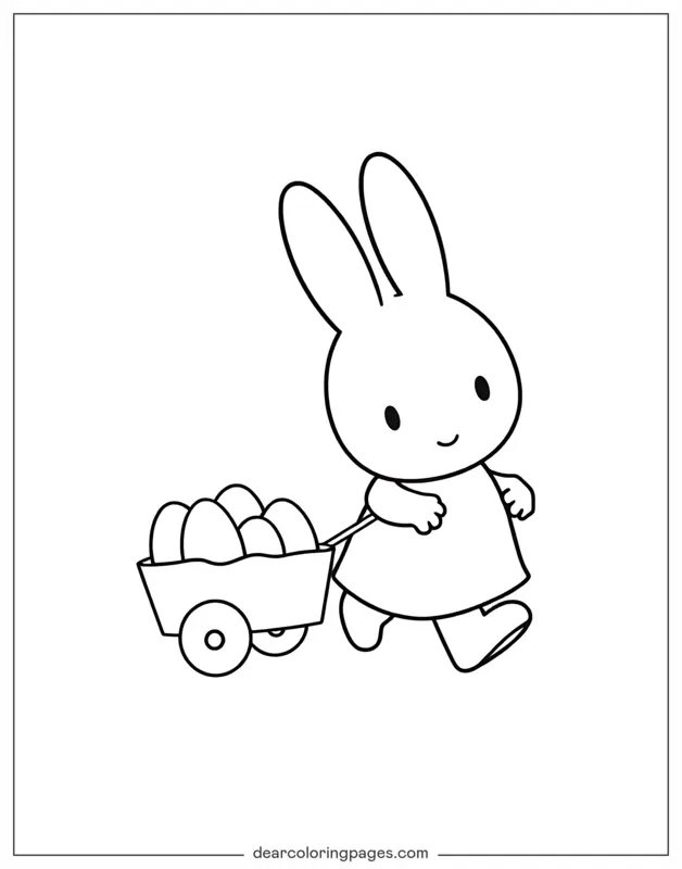 Osterhase, der ein Fass voller Eier zieht