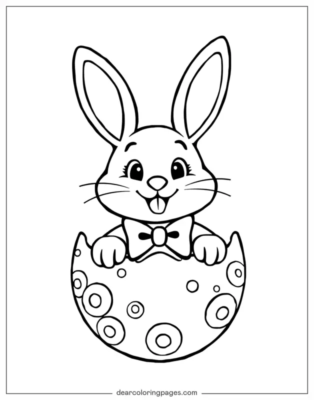 Osterhase, der aus einer halben Eierschale späht