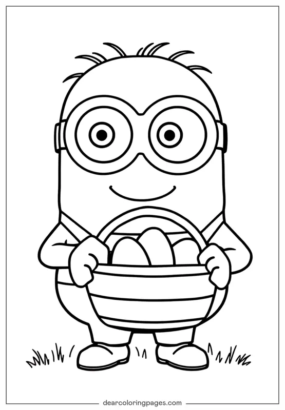 Minion Dibujo para Colorear - Minion Celebrando la Pascua