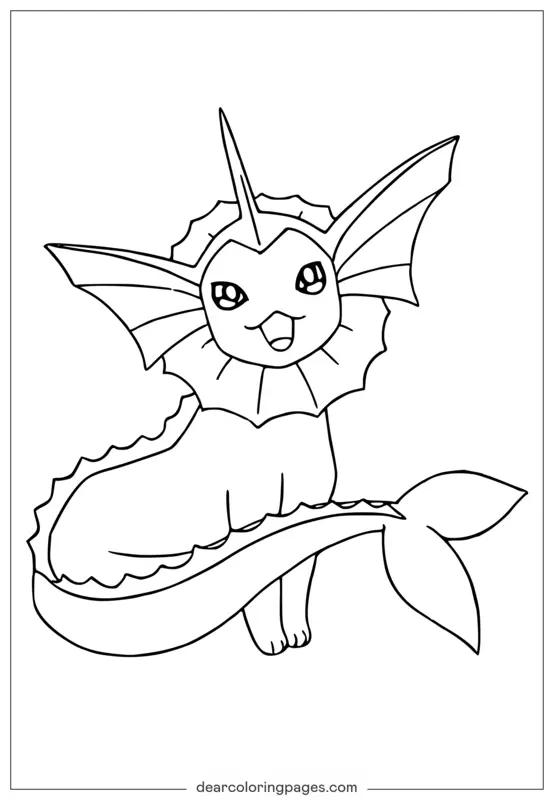 Pokemon Eevee Evolutions Coloring Page - Vaporeon