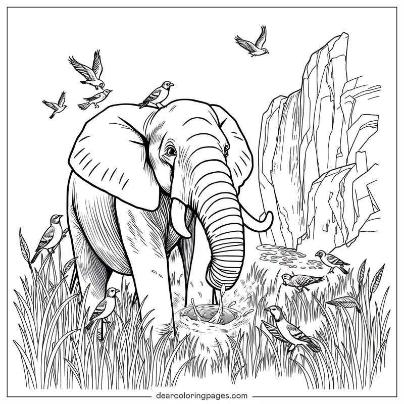 Elefante Disegno da Colorare - Elefante maestoso