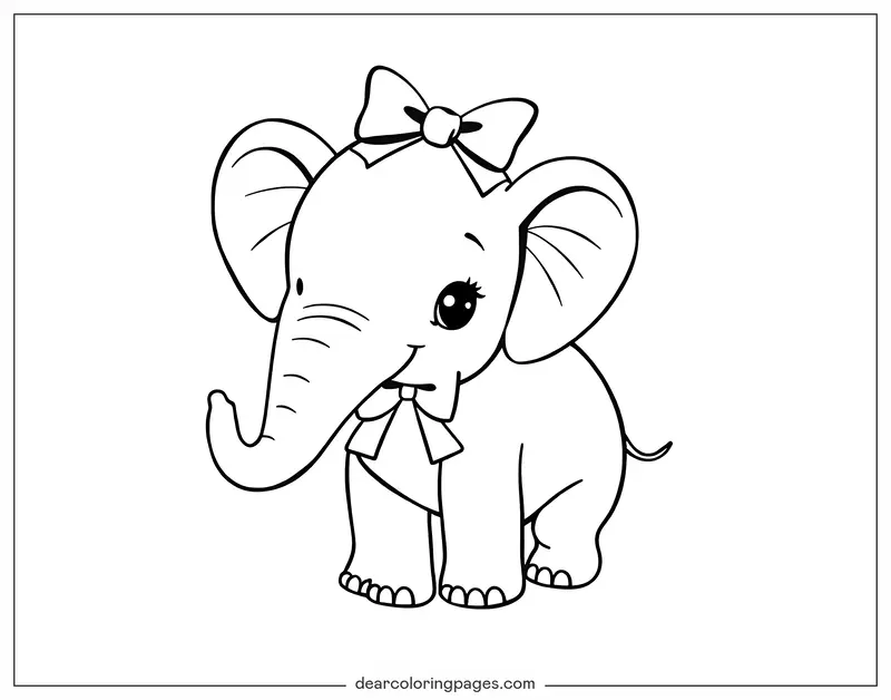 Elefante Disegno da Colorare - Elefante con Papillon Disegno da Colorare