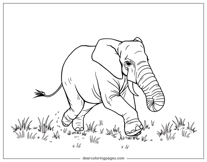 Elefante Disegno da Colorare - Elefante Corrente