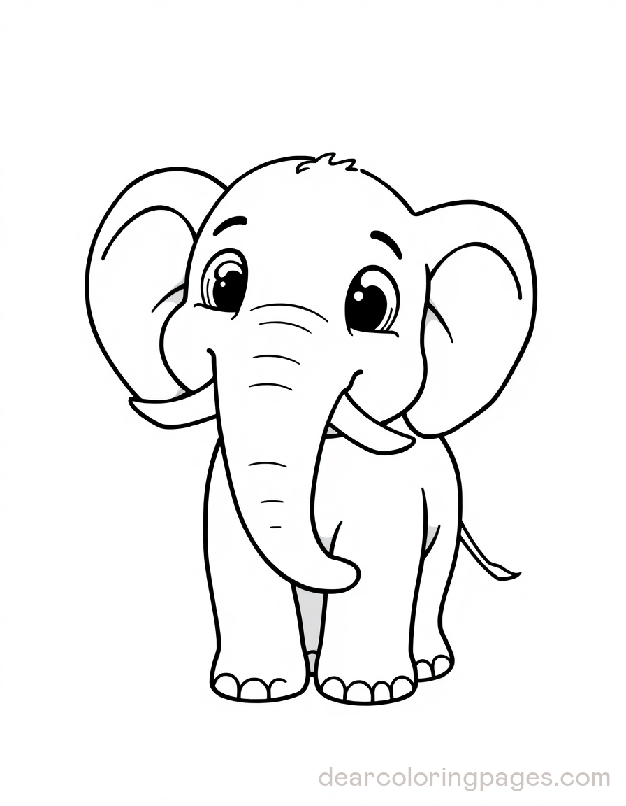 Cartoon Elephant Coloring Page