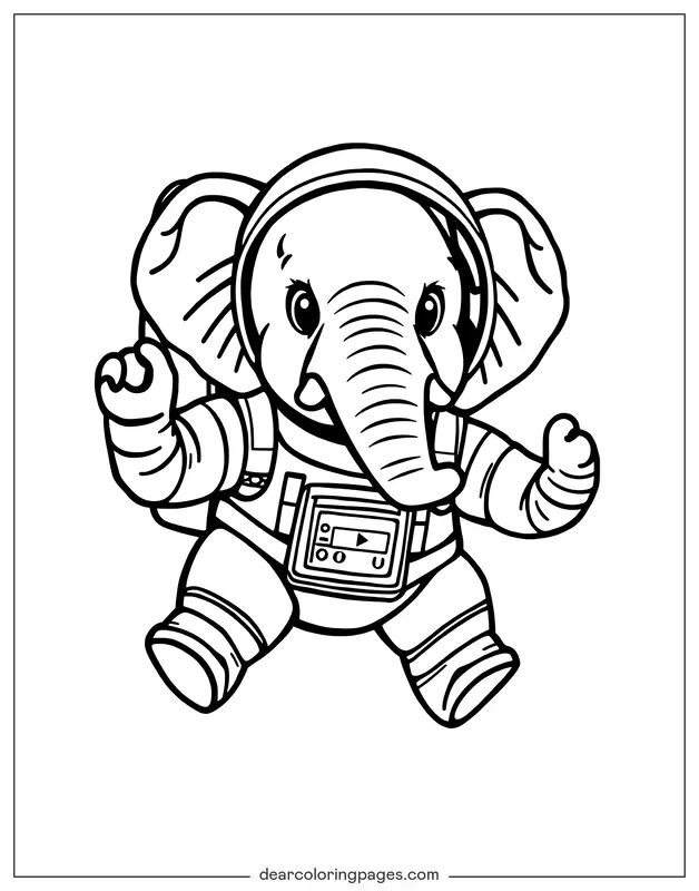 Elefante Disegno da Colorare - Elefante Astronauta