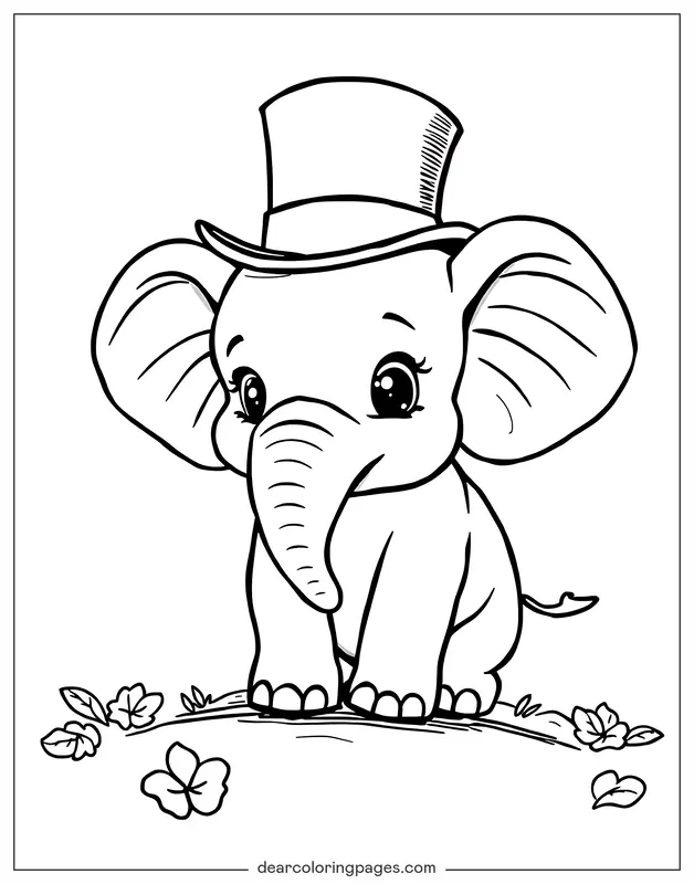 Elefante Disegno da Colorare - Elefante con cilindro