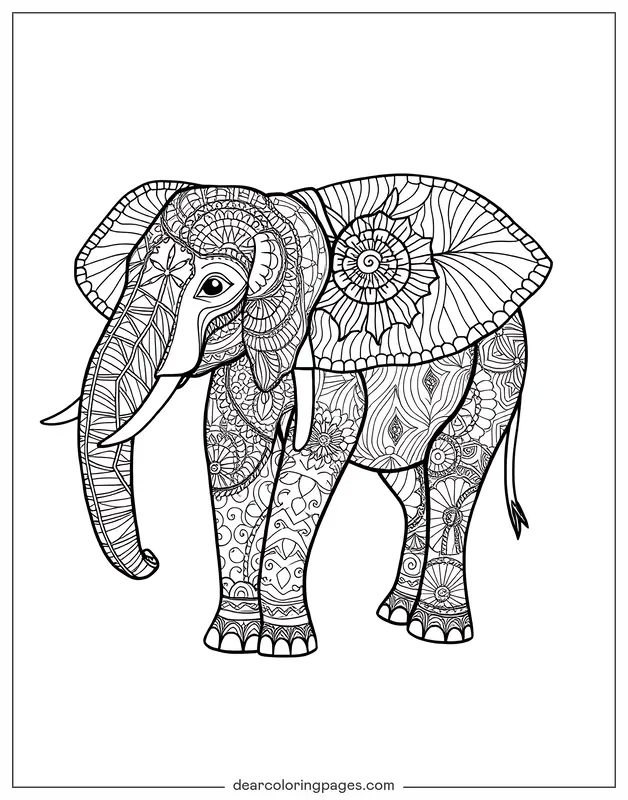 Elefante Disegno da Colorare - Elefante Zentangle