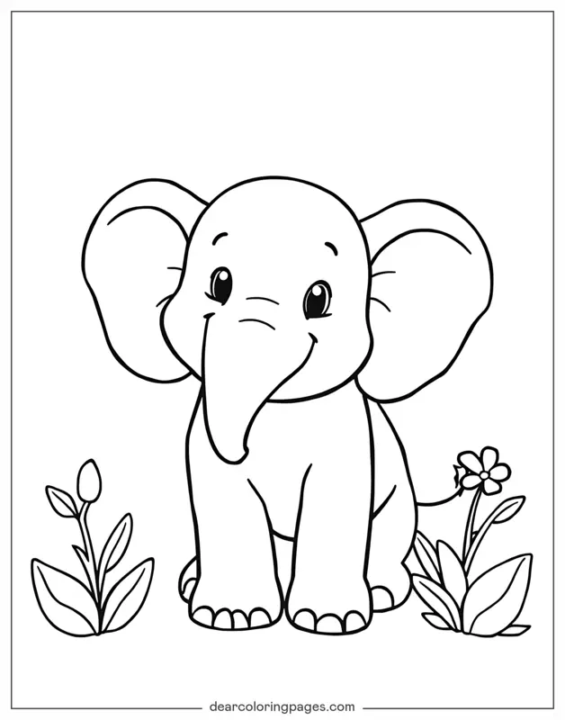Elefante Disegno da Colorare - Elefante Carino per Bambini