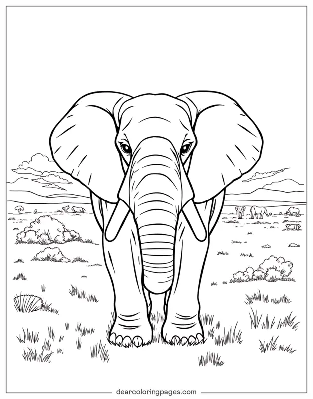 Elefante Disegno da Colorare - Elefante nel selvaggio