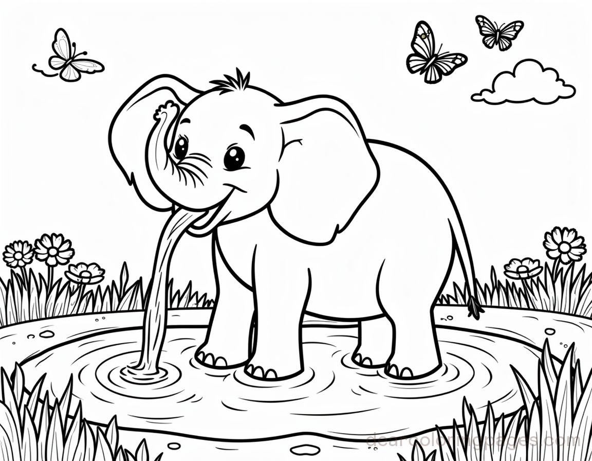 Elephant Splashing Water