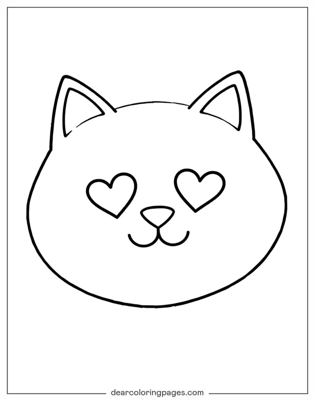 Katze Ausmalbild - Katze mit Herzaugen Emoji