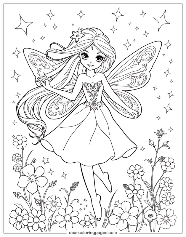 Hada Dibujo para Colorear - Coloración de Hadas