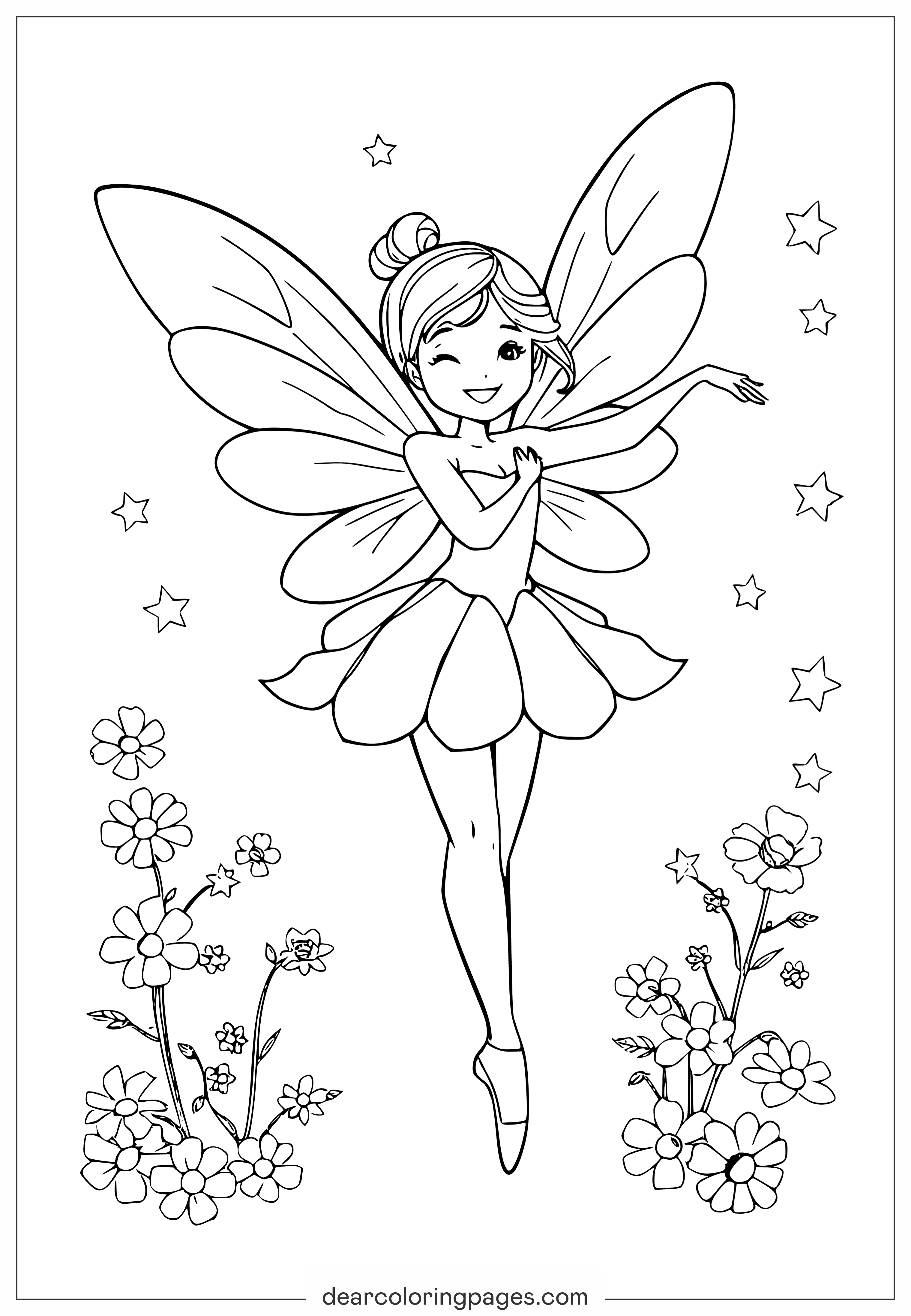 Elegant Ballerina Fairy Coloring Page