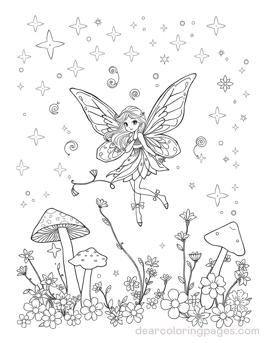 Fairy in Magical Kingdom Coloring Page