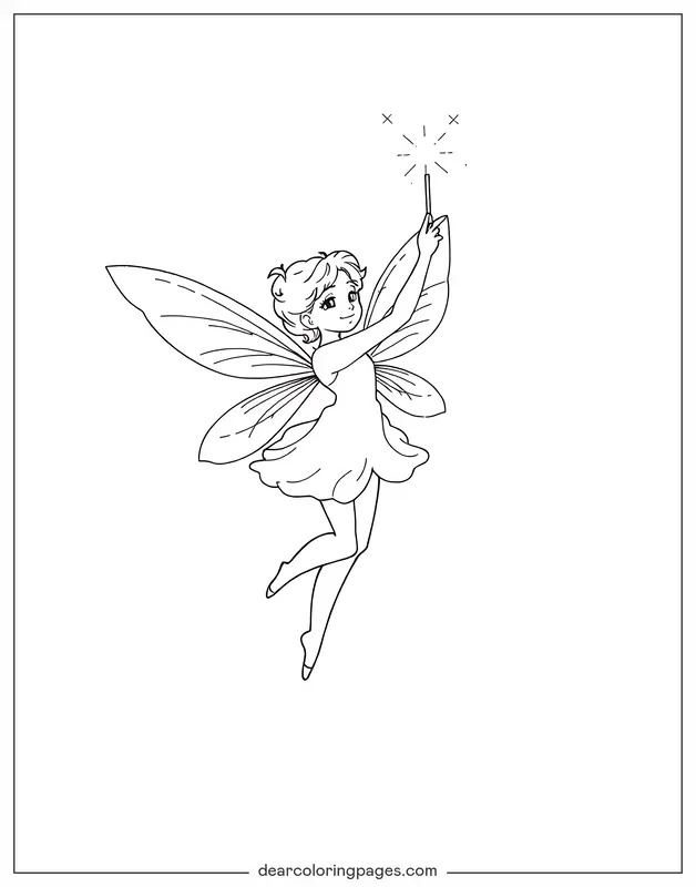 Hada Dibujo para Colorear - Hada sosteniendo una varita