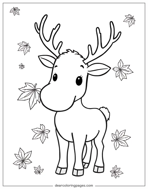 Reindeer Coloring Page - Fall Reindeer