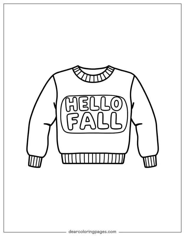 Autunno Disegno da Colorare - Ciao Maglione Autunnale