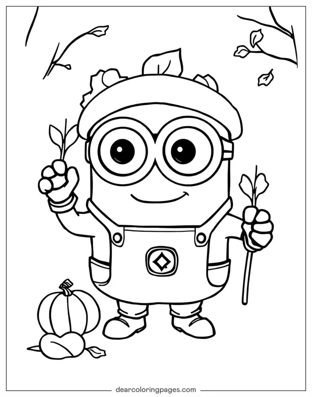 Minion Dibujo para Colorear - Minion de Otoño