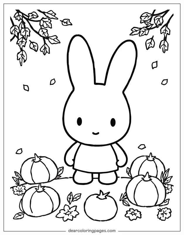 Autunno Disegno da Colorare - Miffy in autunno