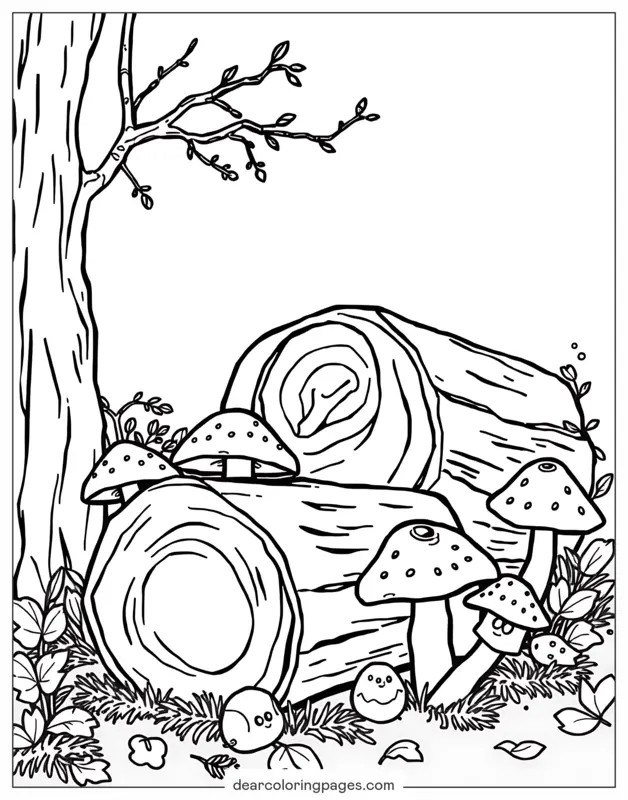 Autunno Disegno da Colorare - Funghi in autunno