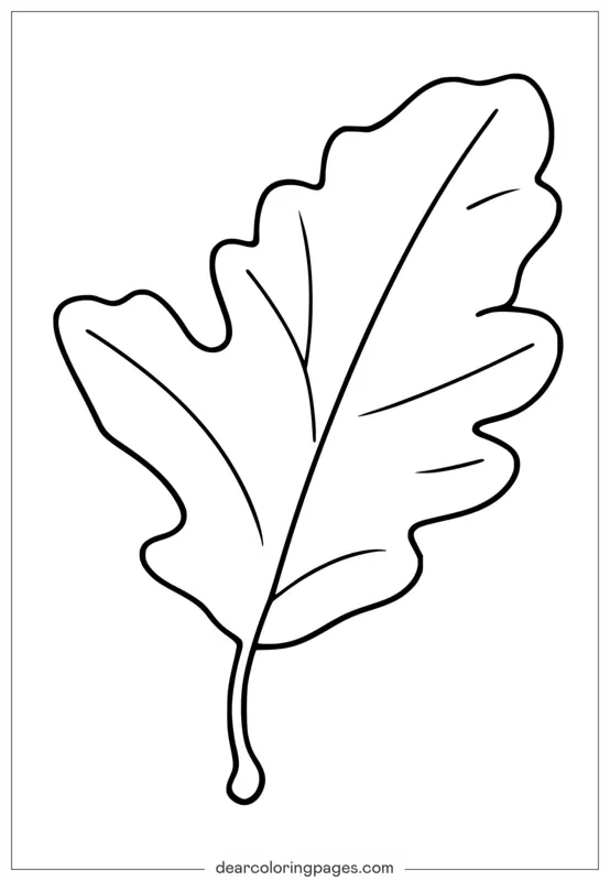 Foglia Disegno da Colorare - Facile Foglia di Quercia d'Autunno