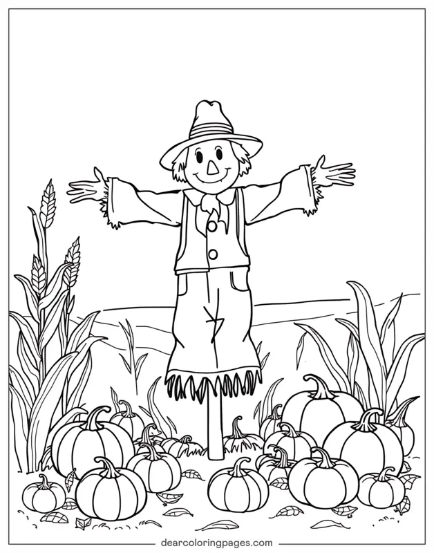 Fattoria Disegno da Colorare - Spaventapasseri nel campo