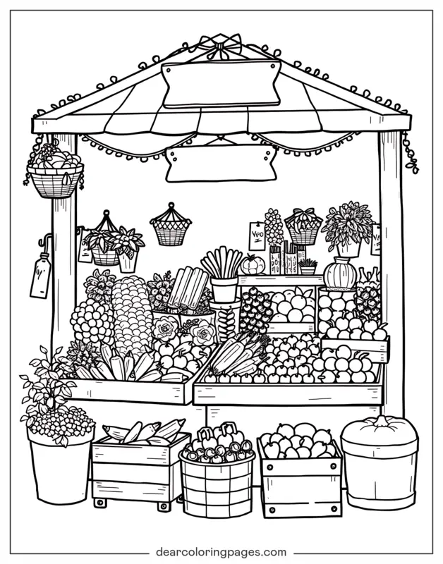 Fattoria Disegno da Colorare - Mercato contadino