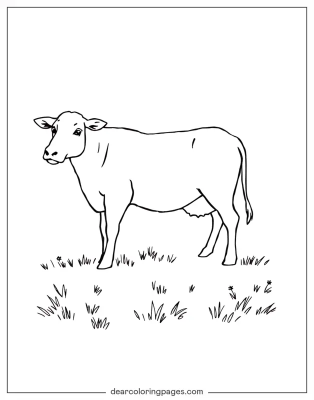 Coloriage de Vache – Contour de vache à la ferme