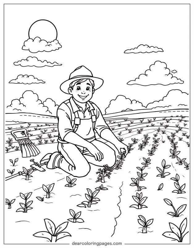 Fattoria Disegno da Colorare - Semina delle piante agricole